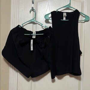 PINK Victoria's Secret Black Athletic Shorts and tank top SZ XXL/XL